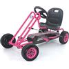 hauck Go Kart Lightning - Macchina Cavalcabile per Bambini con Freno a Mano, Sedile Regolabile in 3 Posizioni e Ruote con Profilo in Gomma - Go Kart a Pedali da 4 Anni fino a 50 Kg - Rosa