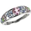 Nessuno Nuovissimo anello Pt900 pietra colorata morganite diamante 0,29 ct CS0,49 ct ...
