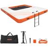 VEVOR Pontile Galleggiante Gonfiabile 3,05 x 3,05 m da Piscina, Piattaforma Gonfiabile per Piscina Mare Giochi Acquatici per Feste Vacanze, Borsa da Trasporto Scaletta Rimovibile, Arancione Bianco
