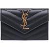 Saint Laurent Matelassé Envelope Card Holder 414404 BOW01 1000 151101813 [U]
