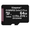 Kingston SD-MICRO KINGSTON 64GB CLASS 10 UHS-I 80MB/s ADATTATORE Canvas Select Plus - S