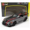 Burago DODGE VIPER SRT 10 COUPE 2023 SCALA 1:24 WHITE RED LINE GRIGIA ORIGINALE BURAGO