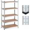 Relaxdays Scaffale in Acciaio, HxLxP 180x100x50 cm, 5 Ripiani ad Alta Portata 1250 kg, per Garage e Cantina, Argentato