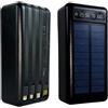 Quanzou Power Bank Solare 50000 mAh Impermeabile Ricarica Rapida 4 Cavi USB Luce LED