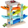 Toys of Wood Oxford TOWO Pista per Auto in Legno Rampa Auto Click Clack con 4 Macchinine da Corsa in