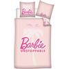 Aymax Barbie Unstoppable Bedding Set, Pink, Duvet Cover 140 x 200 cm + Pillowcase 63 x