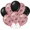 PD-Party - Palloncini Buon Compleanno - Palloncini per Compleanno - Decorazione Compleanno - Decorazione Festa Rosa e Nero - 40 Compleanno Donna e Uomo - 30x30 cm - 8 Pezzi