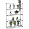 Relaxdays Scaffale Porta Piante a 5 Ripiani Portapiante in Vaso, Fiori, Mobile Metallo e Plastica, 140x91x28 cm, Grigio
