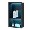 Neohomee Doccia da parete in acciaio inox con luce LED RGB, doppia nicchia per
