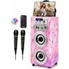DYNASONIC Macchina Karaoke Portatile 2 Microfoni Altoparlante Bluetooth Luci