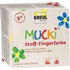 KREUL 28400, Mucki Colori per Dita Tessili, 4 x 150 ml giallo, rosso, verde, blu, colori brillanti a base d'acqua per bambini da 2 anni