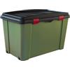 Kerbl Stefanplast Scatola portaoggetti, Cassetta portaoggetti, Campingbox, olive/graphite, 79x47x51cm, Plastica, con 4 ruote, incl. Coperchio