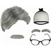 Set Parrucca da Vecchio con Occhiali Sintetica per Feste in Maschera, Teatro