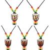 No 5 Pezzi di Collane per Strumenti Djembe Drum Ciondolo Africano Col2614