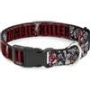 Buckle-Down Designs Plastic Clip Collar ZOMBIE KILLER w/Stacked Zombies Sketch Small 9.5-13"