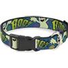 Buckle-Down Designs Plastic Clip Collar Ghost BOO! Blue/Multi Color Medium 11-16.5"