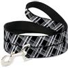 Buckle-Down Designs Dog Leash 6-FEET Plaid X2 Black/Grays/White