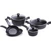 MONETA Set Pentole 8 Pezzi Etnea con Padelle Antiaderenti e Coperchi Batteria