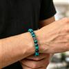 Bracciale perle pietre verdi e nere con rete in acciaio testurizzato 18 cm