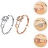 Anello di apertura con zircone da donna, 2 pezzi, elegante anello per dito,