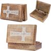 Ajuny Portagioie in Legno Fatto a Mano Croce Corda Francese 8x5 Pollici | Organizer Vintage Multiuso per Orologi, Gingilli e Ricordi, Contenitore Decorativo Ideale come Idea Regalo