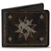 Buckle-Down Designs Bi-Fold Wallet Western NO GUTS NO GLORY Skull and Crossbones Browns/Gray