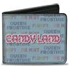 Candy Land Bi-Fold Wallet CANDY LAND Character Trio and Text Blue/Multi Color