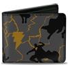Justice League Bi-Fold Wallet Black Adam Silhouette Action Poses Gray/Yellow/Black