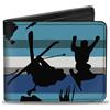 Buckle-Down Designs Bi-Fold Wallet Action Ski Pose/Tree Silhouettes/Stripes Blues/Black