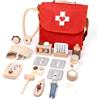 Set Dottore Legno Realistico Tracolla Maniglia Set Medico Legno
