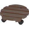 Dörner + Helmer Rullo per piante Economy, rotondo, diametro 30 cm, portata 50 kg, in legno FSC, per esterni, marrone scuro