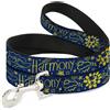 Buckle-Down Designs Dog Leash HARMONY BALANCE LIFE Icons Collage Blue/Yellow