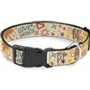 Buckle-Down Designs Plastic Clip Collar Summer Harmony Collage Beige/Multi Color Small 9.5-13"