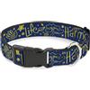 Buckle-Down Designs Plastic Clip Collar HARMONY BALANCE LIFE Icons Collage Blue/Yellow NARROW-Medium