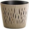 Prosperplast Vaso Color Ocre, con serbatoio, collezione Sandy Round Eco Wood da 18,9 x 18,9 x 16,5 cm, capacità 3 litri.