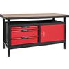 KS Tools 865,0140 professionale Banco da officina, 1 anta e 3 cassetti, Lunghezza: 1,4 m