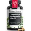 Natural elements Ashwagandha KSM-66, 120 Capsule, completo con Magnesio Bisglicinato, Vitamine B6