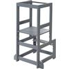 roba Torre d'Apprendimento Montessori, Sgabello Sicuro per Bambini, Ideale come Aiuto in Cucina, Supporta fino a 80 kg, Base Regolabile in Altezza su 3 Posizioni, Legno Laccato Grigio Antracite