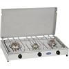 Cfparker FORNELLO GAS METANO 3 FUOCHI PIANO INOX TELAIO GRIGIO VALVOLATO A NORMA INTERNO