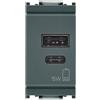 Vimar 16292.AC.15 Idea presa USB A+C 15W per ricarica da incasso 1m, grigio
