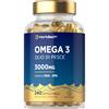 Horbäach Omega 3 Olio di Pesce 3000mg 240 Softgel Integratore Olio di Pesce EPA e DHA