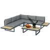 Set da Giardino 4 Pezzi in Alluminio con 2 Divanetti, Poltrona Angolare e