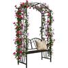 relaxdays Arco per rose supporto rampicanti graticcio da giardino con panchina in metallo