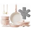 Redchef Set di Pentole in Ceramica 16 Pezzi, Padelle Antiaderente con Manico Rim