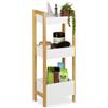 Relaxdays Scaffale Bagno con 3 Cesti, a Colonna in bambù e MDF, 74,5 x 28 x 20 c