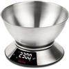 Girmi PS86 Bilancia da Cucina, Grande ciotola 2 L, Corpo e Ciotola INOX, Grande