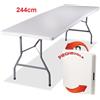 Tavolo Pieghevole in Resina HDPE 244x76 H74cm Richiudibile Salvaspazio Bianco