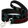 Buckle-Down Designs Dog Leash ZOMBIE KILLER Zombie March Green/Red/Black NARROW 0.5"