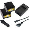 Patona 2x Batteria Patona + caricabatteria casa/auto per Sony DCR-SR33,DCR-SR35
