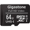 GIGASTONE Scheda di Memoria Micro SDXC da 64 GB con Adattatore SD, A1 U3 4K, Fin